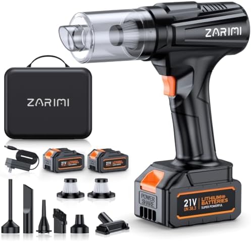 Car Vacuum Portable Cordless, 50000Pa Strong Suction Brushless Motor, Handheld Vacuum with 2 Batteries & Charger, 6-in-1 Rechargeable Vacuum Cleaners for Home, Pet Hair & Keyboard - Ink Black