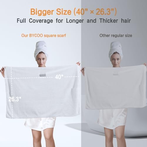 Large Microfiber Hair Towel Wrap for Women, Anti Frizz Drying Towel, Fast Dry Turban Wet Hair, Long, Thick, Curly Super Absorbent Soft Towels - White