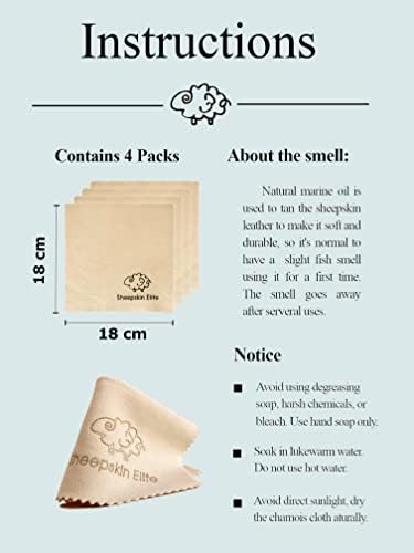 Natural Chamois Leather Eyeglass Cleaning Cloth Camera Lens Cleaning Cloths Screen Cleaning Cloth Glasses Cleaning Cloth Tablets Cloth Chamois Cleaning Cloths for Eyeglasses (4 Packs, Small)