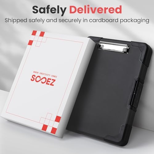 Toughest Clipboard with Storage, Internal Pen Pouch Included, Letter/ A4 Size, Shockproof Heavy Duty Plastic Clip Boards 8.5x11”, High Capacity Clipboards Box Case for Contractor Trucker Driver