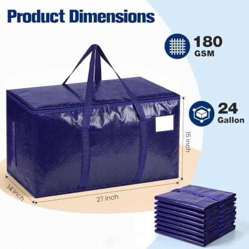 Moving Bags Heavy Duty Extra Large, 6-Pack, Dark Blue