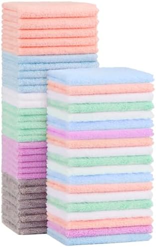Baby Washcloths 50-Pack, Microfiber Coral Fleece Baby Face Towels, Soft and Absorbent Wash Cloths for Newborns, Infants and Toddlers, Gentle on Delicate Skin for Face Hands and Body, 7x9 Inch