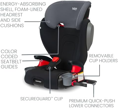 Britax Highpoint Backless Belt-Positioning Booster Seat, SafeWash Black Ombre