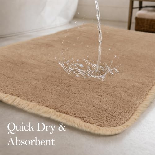 Bathroom Rug 20x32,Super Absorbent Quick Dry Non Slip Bath Mat,Dark Beige