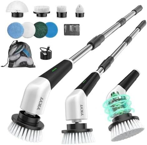 Electric Spin Scrubber, Cordless Power Cleaning Brush with Long Handle