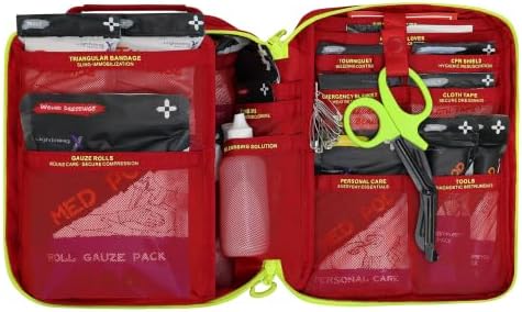 Lightning X Large 364 Piece First Aid Kit OSHA ANSI Class B+, Soft Case, Color-Coded Emergency Medical Trauma Kit for Home, Vehicle, Workplace, Outdoor