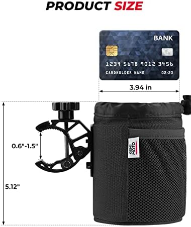 Motorcycle Cup Holder, Oxford Fabric Motorcycle Drink Holder with 0.6"-1.5" Alligator Clamp, Universal Water Bottle Cup Accessories for Bike, ATV/UTV, Scooter, Boat, Walker