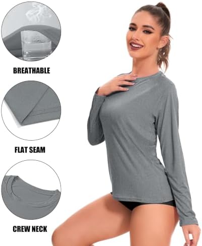 6 Pack Women Workout Tops Gym Shirts Dry Fit UPF 50+ Athletic Tee