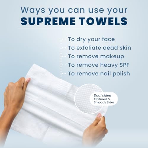 Clean Towels XL® Supreme, 100% USDA Biobased Face Towel, Disposable Face Towelette, Eczema Association Accepted, Thicker Textured Dry Wipes, Ultra Absorbent & Soft, 1 Pack, 50 Ct