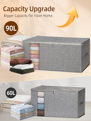 90L Rigid-Structured King Size Comforter Storage Bag, 2 Pack, Gray