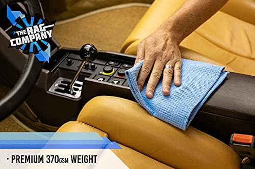Standard Waffle Weave Towels, Microfiber Detailing, Window/Glass and Drying, Wax & Polish, Lint-Free, Streak-Free, 370gsm, 16in x 16in, Light Blue (6-Pack)