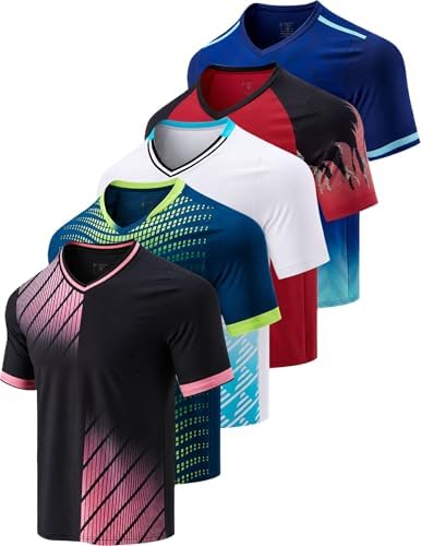 5 Pack Men's Quick Dry Athletic V Neck Gym Workout T Shirts
