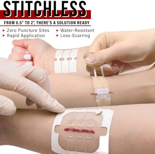 Wound Closure Kit | Surgical Zip-Stitch Devices for Cut & Laceration | Sterile, Suture-Free, Stitch-Less Adhesive Butterfly Bandages for Emergency First Aid Wound Care (Ultimate Pro+ Kit)