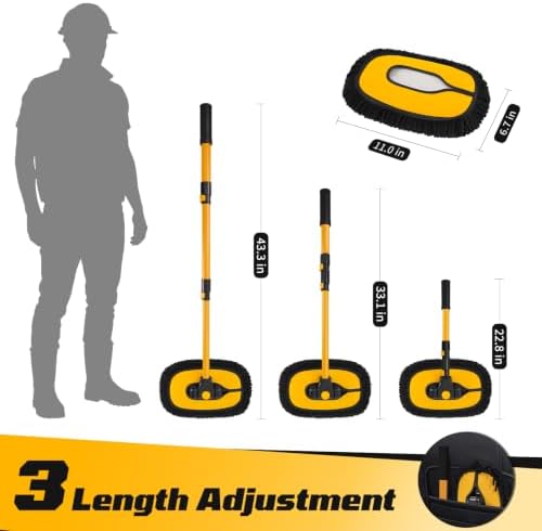 15° Curved Car Wash Brush with Long Handle, Car Wash Mop Kit