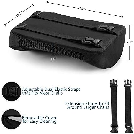 Lumbar Support Back Pillow Office Chair and Car Seat Cushion - Memory Foam with Adjustable Strap and Breathable 3D Mesh (Black)