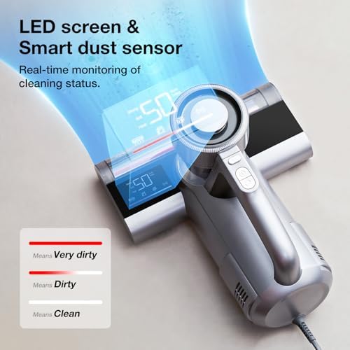 WB81 Mattress Vacuum Cleaner, Upgraded Roller Brush, Smart Dust Sensor LED, UV Light and Ultrasound, PTC Heating, Best for Pet Hair and Anti-allergen (WB81, 2025 New Model)