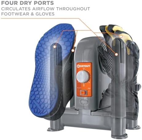 Shoe, Boot, Garment & Gear Electric Dryer, Quick Drying for Ski, Work, Sports Equipment – Energy Efficient, Odor Eliminating Design, Home or Garage Use,4 Port, Heat + Fan (Dry time: 1-3hrs)