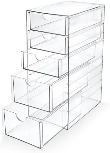 Hair Accessories Organizer Acrylic Drawer with 5 Small Drawers