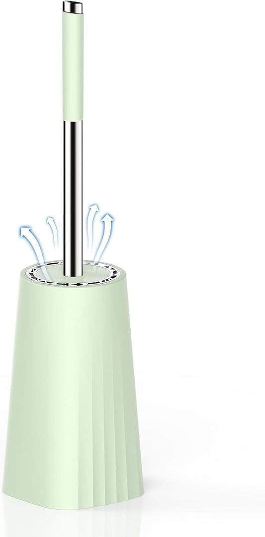 SetSail Toilet Brush, Compact Size Toilet Bowl Brush and Holder Toilet Brushes for Bathroom with Stainless Steel Handle Toilet Cleaner Brush with Durable Scrubbing Bristles, Splash-Proof, Green
