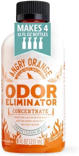 Angry Orange Pet Odor Eliminator Concentrate for Cat Urine and Smells - Fresh Scent - 8 oz (Makes 128 oz of Cleaner)
