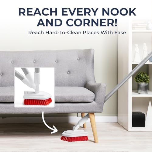 Shower Scrubber with Long Handle, Stiff Bristles Grout-Brush, Tub Scrub-Brush with Long-Handle, Shower-Cleaner Brush