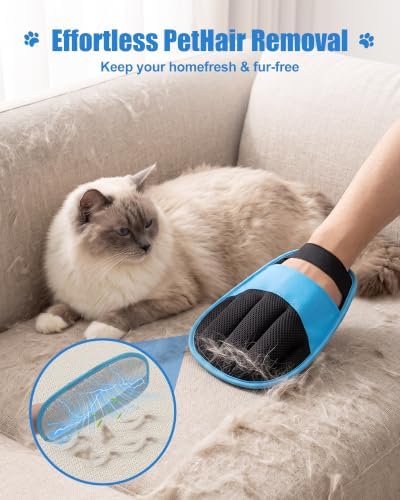 2 Pack Pet Hair Removal Glove for Dogs & Cats, Reusable