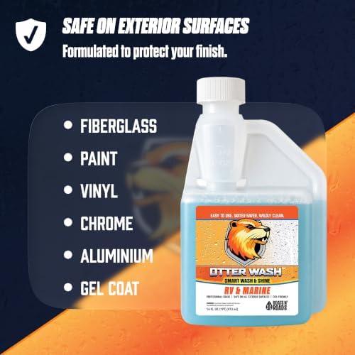 Otter Wash 16 oz Rinseless Car Wash Concentrate, 16 Washes per Bottle | Smart Wash & Shine, Built-In Gloss Enhancer, No Hose or Bucket, Scratch-Free on Paint, Glass, Vinyl & Trim, Made in USA