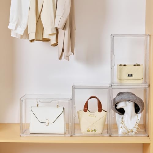 Clear Acrylic Display Case, Stackable Plastic Storage Bins, X-Large