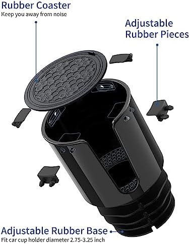 JOYTUTUS Large Stable Cup Holder Expander for YETI, Hydro Flask, Hold 18-40 oz Bottles and Mugs, Car Cup Holder Adapter with Adjustable Rubber Base