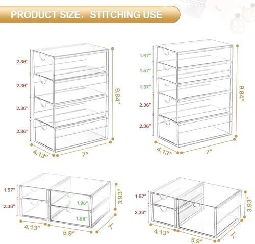 Acrylic16-Drawer Storage & Makeup Organizer for Desk