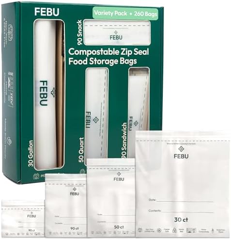 Compostable Food Storage Bags Variety Pack, 260 Count