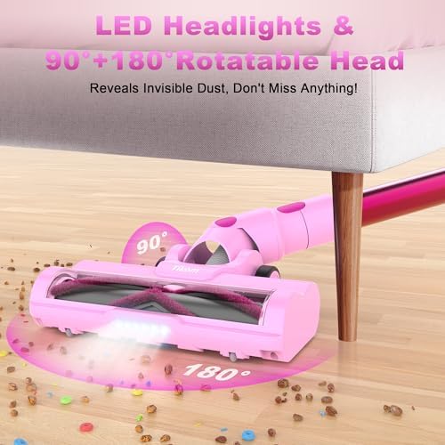 V500 Cordless Vacuum Cleaner for Home, 40000Pa/450W Stick Vacuum with LED Touch Screen, Charging Wall Dock, Anti-Tangle, Lightweight Handheld Vacuum for Pet Hair, Hard Floor, Carpet
