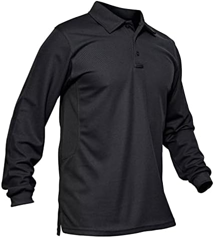 Men's Polo Shirts Long Sleeve Quick Dry Pique Collared Golf Shirt