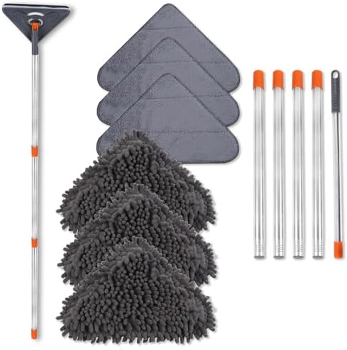 Wall Cleaner Mop, 79-Inch Handle, Baseboard Dust Mop Tool, 6 Pads