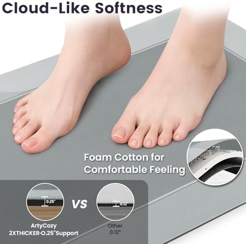 Super Absorbent Stain Resistant Soft Bath Mat, Grey, 16'' × 47''