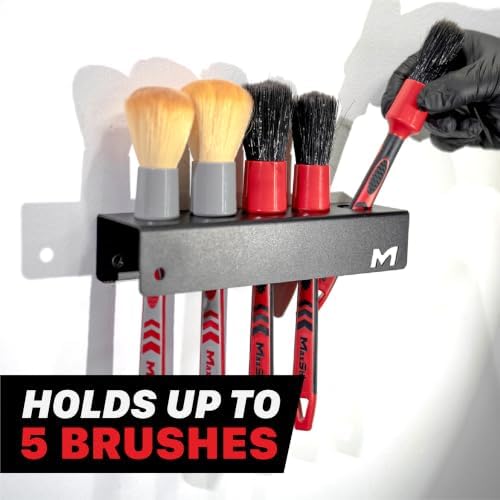 Universal Detailing Brush Holder – Car Detailing Brushes Organizer – Sturdy, Simple & Lightweight Design, Easy Wall Mounting – Premium Auto Detailing Accessories & Supplies (Mini)