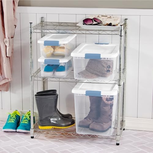 Latching Box with Lids for Home and Office, 25 Quart, 6-Pack