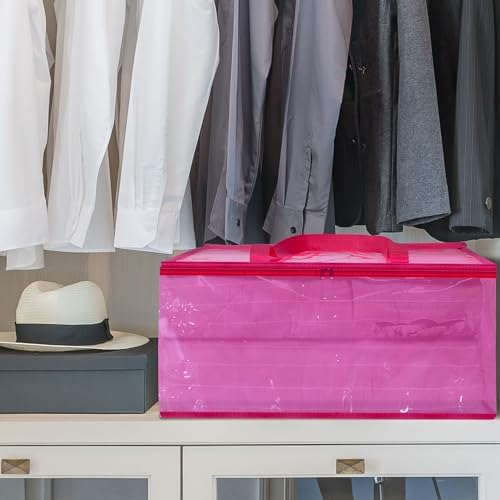 Pink 40L Clear Clothes Storage Bag with Zipper 3 Pack