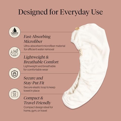 Microfiber Hair Towel Wrap for Women - White Ivory