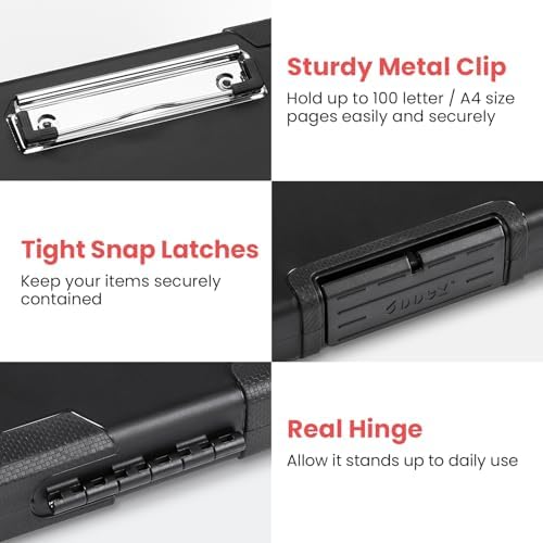 Toughest Clipboard with Storage, Internal Pen Pouch Included, Letter/ A4 Size, Shockproof Heavy Duty Plastic Clip Boards 8.5x11”, High Capacity Clipboards Box Case for Contractor Trucker Driver