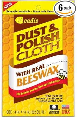Cadie Reusable Dust and Polishing Cloth - Beeswax Furniture Wipes for Cleaning or Wiping Dirt Surfaces at Home and Office - Great Cleaner for Wood, Tiles, Blinds and Ceilings Fan | 6 Pack