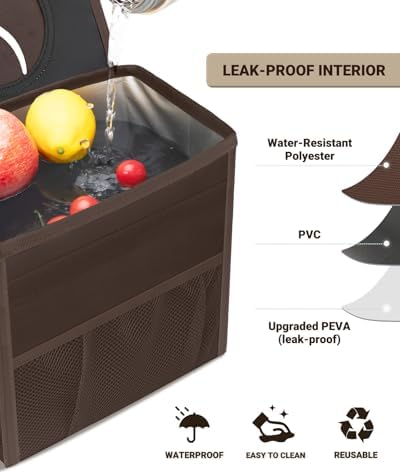 Car Trash Can with Lid, Leakproof Car Garbage Can Car Trash Bag