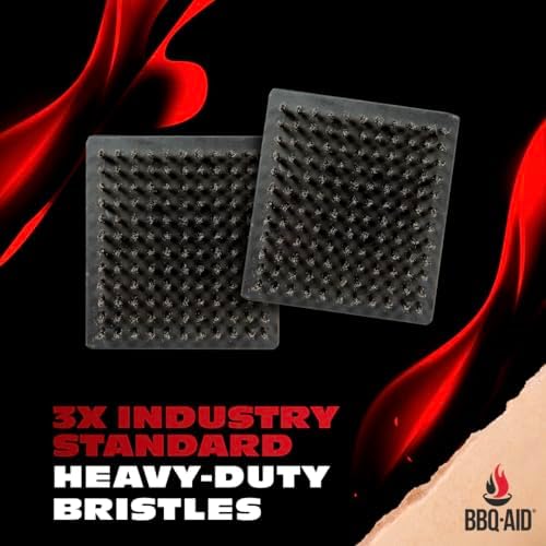Grill Brush and Scraper for Barbecue – Grill Brush for Outdoor Grill with Extended, Large Wooden Handle and Replaceable Stainless Steel Bristles Head –No Scratch- BBQ Grill Brush for Any Grill