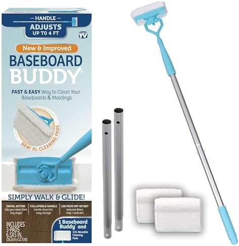 Lightweight Home Cleaning Essential, Perfect for Baseboards, Moldings & Walls, Glide & Wipe Trapping & Locking Dirt & Dust | As Seen on TV, (1 & 3 Reusable Pads)