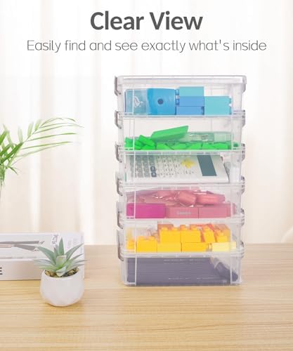 6 Pack Extra Large Pencil Box, Plastic Pencil Case Crayon Box