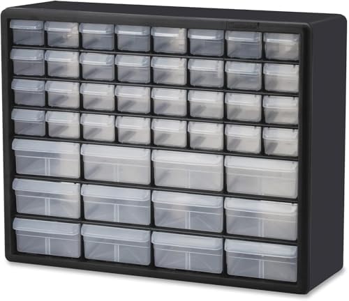 44-Drawer Plastic Storage Cabinet, 20"W x 6"D x 16"H, Black