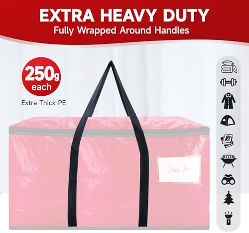 Red Moving Bags Heavy Duty Extra Large 8 Pack 97L Storage Totes with Zippers Reinforced Handles Water Resistant for College Dorm Household Home Moving Supplies