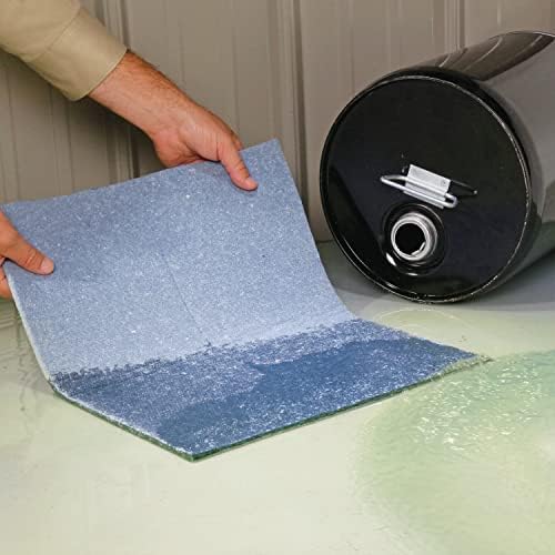 Super Absorbent Mat Pads in Dispenser Box | 50 Oil Spill Mats | 15" x 19" Perforated Pads | Each Pad Absorbs 43 oz | Total Absorbency is 17 Gallons | Heavyweight | PMB30127