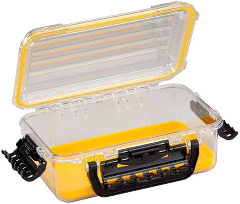 Guide Series 3600 Field Box Waterproof Case, Medium, Waterproof Dry Box with Wrist Strap for Boat, Kayak, and Camping, Outdoor Gear Storage, 11"L x 7"W x 4"H, Clear/yellow