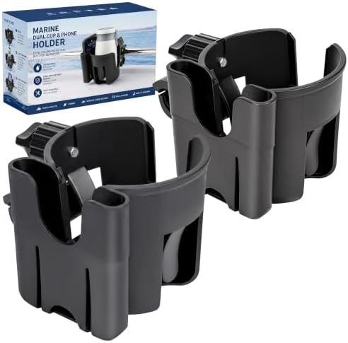 Boat Rail Cup Holder 2 Pack for Pontoon Boat, Bimini Top, Grab Bar